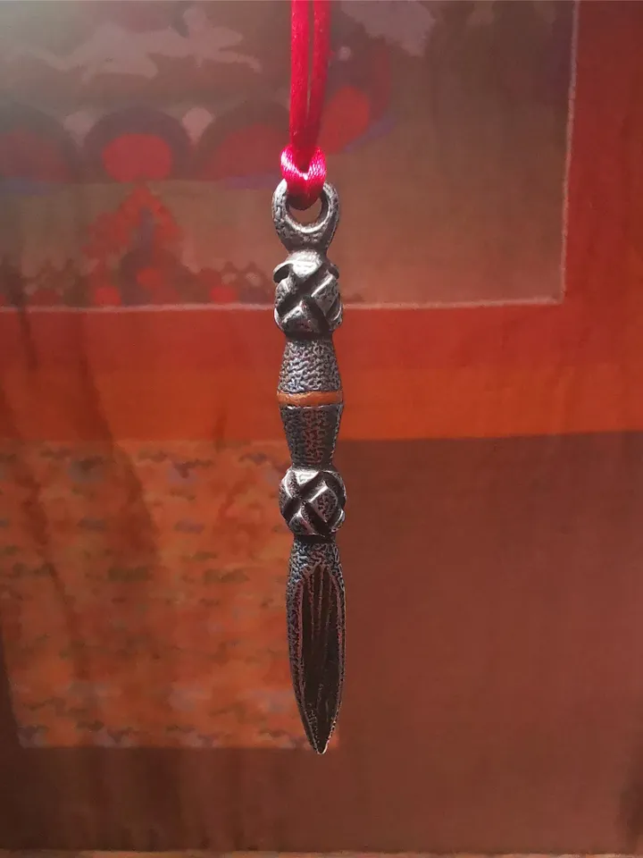 Gandhanra Handmade Tibetan Amulet ,Kila(Dorje Phurba) , Trantic Buddhism Ritual Implement Pendant,Made of Cold Iron,2.56"