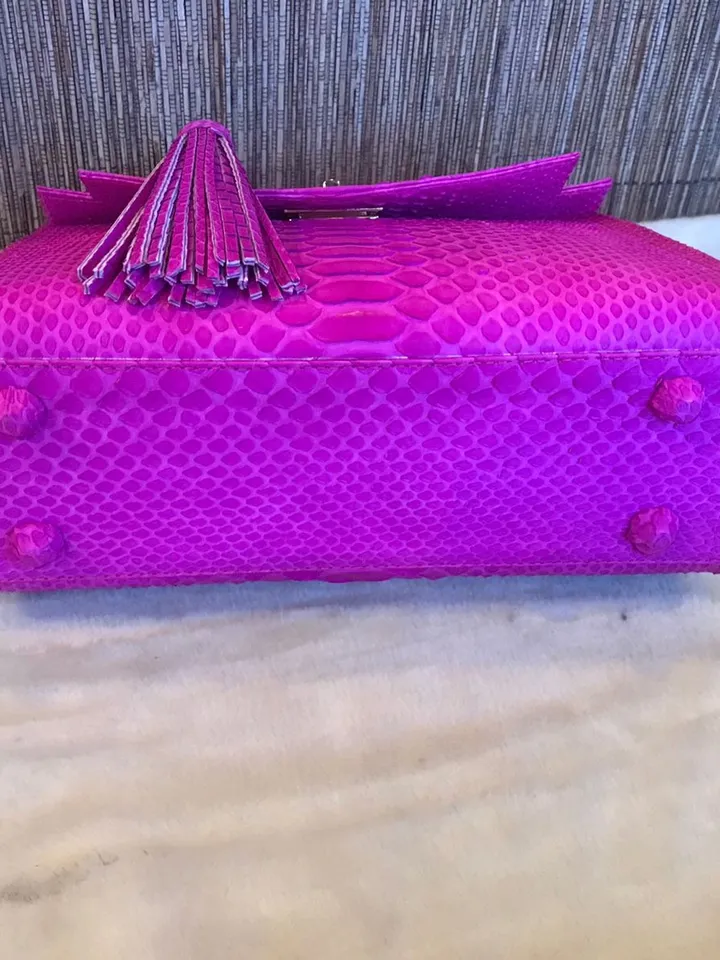 Top handle hot pink classy genuine python skin bag | exotic leather bags | Elegant women purse | snake skin bag | designer leather bag