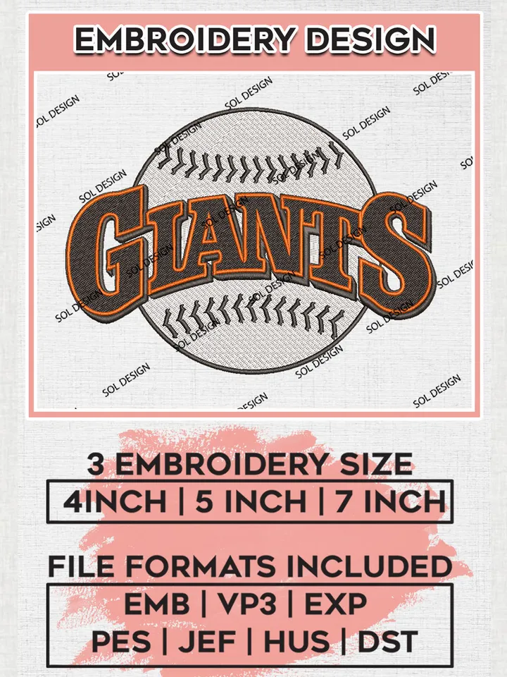 San Francisco Giants Logo Embroidery Design Files, MLB San Francisco Giants Team Embroidery Designs, MLB Teams, 3 sizes, MLB Machine embroidery designs, Digital Download