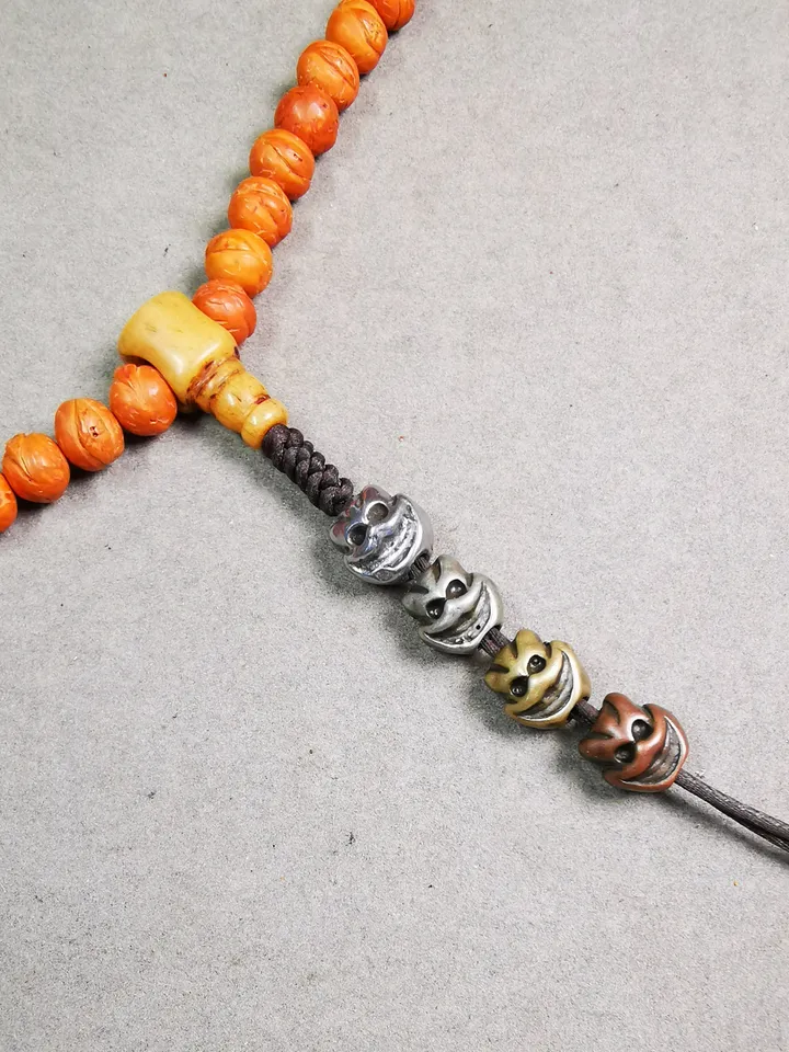 Gandhanra Handmade Tibetan Pendant Bead,Spacer Beads for Mala,Skull Citipati Bead for Prayer Beads,Jewelry Accessories