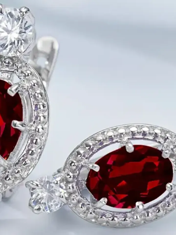 Earrings silver 925 with garnets