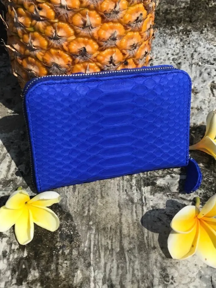 Genuine python skin electric blue wallet | Small wallet | Exotic leather women wallet | Snake trendy Wallet | Snakeskin designer wallet