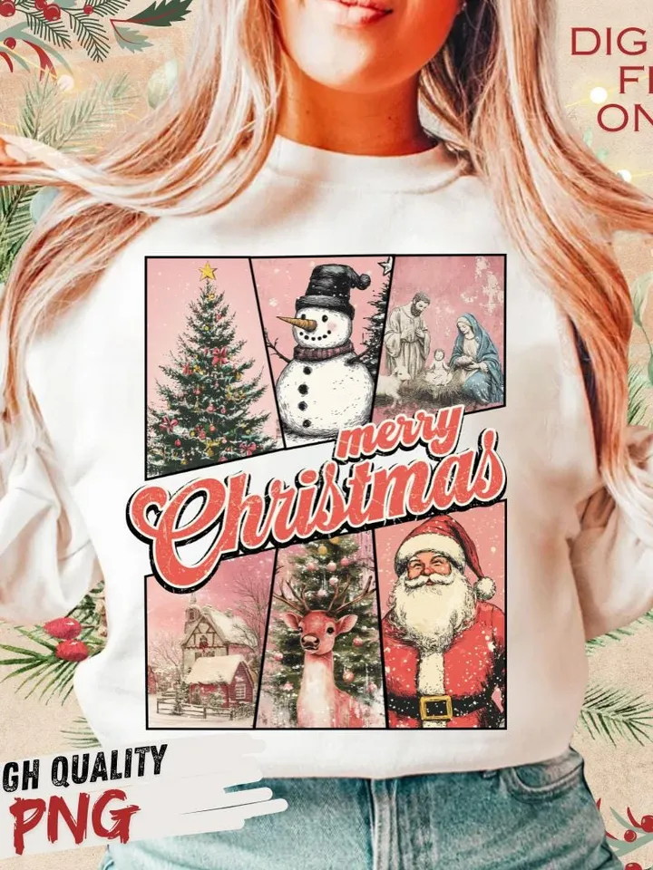 Pink Retro Christmas PNG, Merry Christmas Png, Retro Christmas png, Christmas Png, Merry X-mas Png, Trendy Christmas Tshirt, Sublimation
