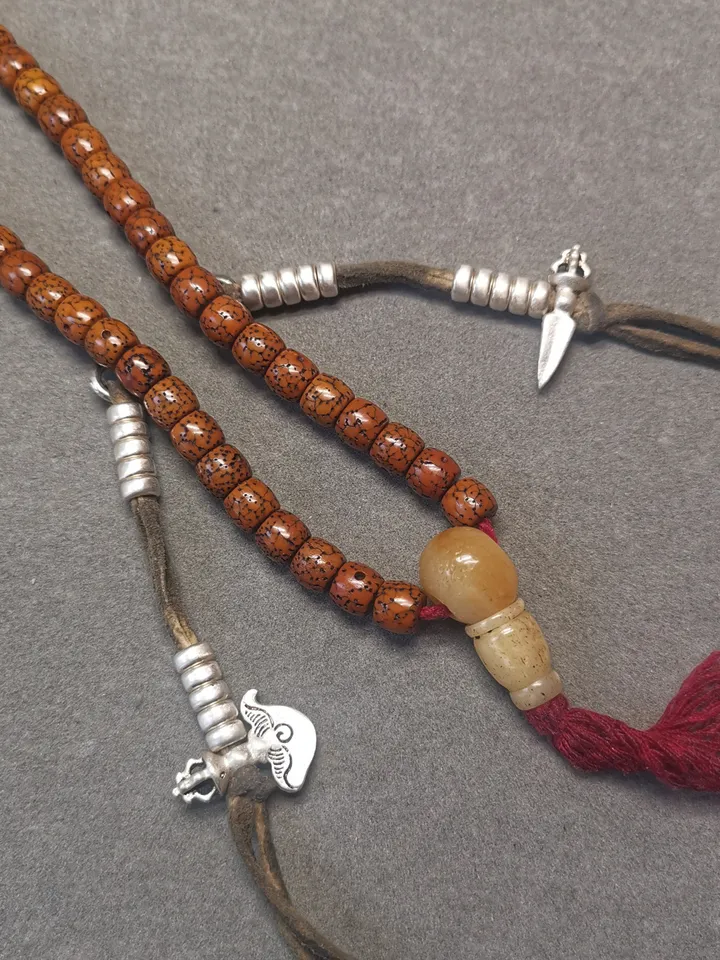 Gandhanra 5mm Silver Tibetan Buddhist Prayer Bead Counters for 6-15mm Mala,with Kila Kartika Pendant