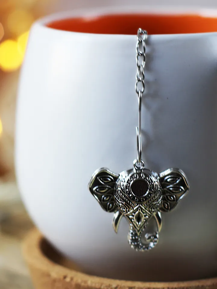 Elephant tea strainer for herbal tea, Tea infuser charm elephant, Tea steeper elephant pendant, loose leaf tea lover