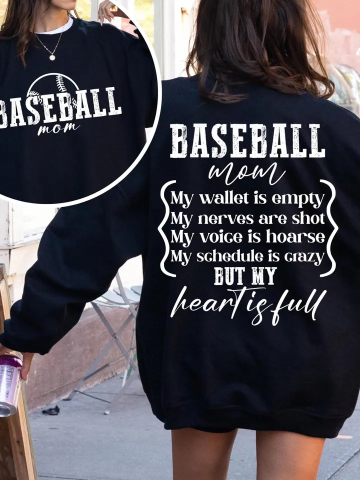 Baseball Mom Wallet is Empty Heart is Full Shirt, baseball mom svg, baseball mother svg, PNG Digital Download