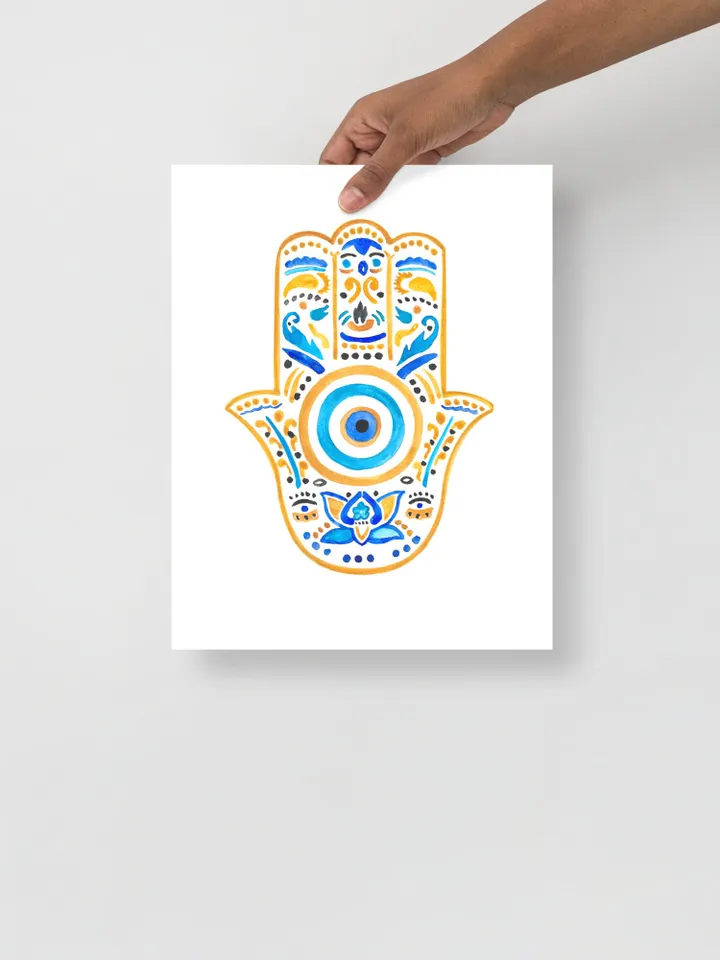 Hamsa Wall Art Watercolor Art Good Luck Decor Boho Wall Print Energy Art Hamsa Welcome Home New Mother Gift Nursery Room Jewish Gift Art