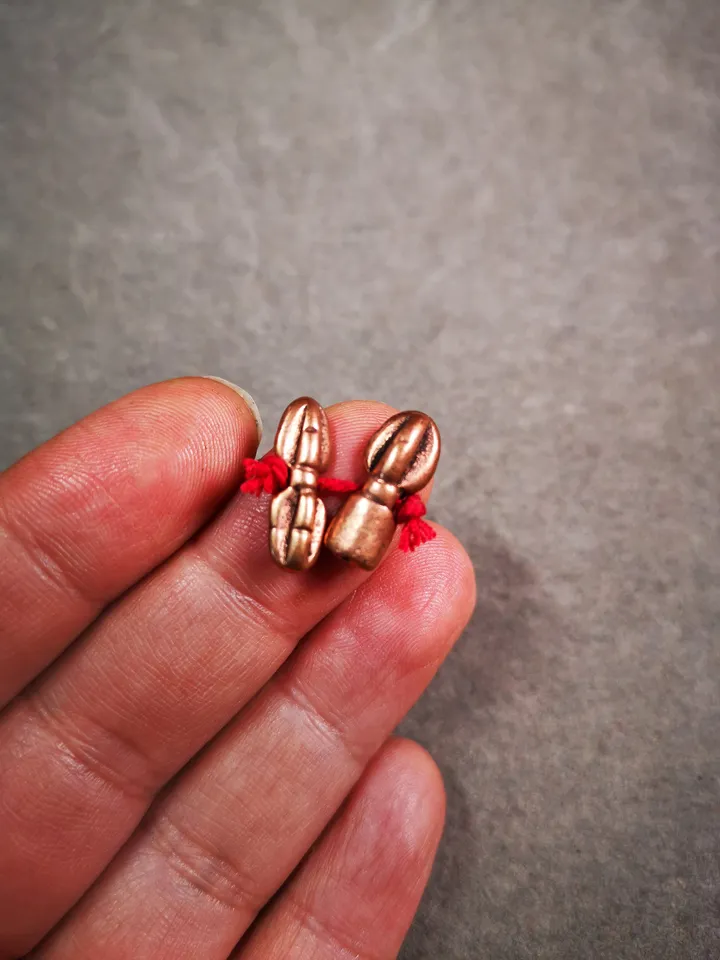 Gandhanra Handmade Tibetan Amulet Pendant,Mini Vajra and Dorje Bell, Mala Marker Bead Accessories, Made of Red Copper