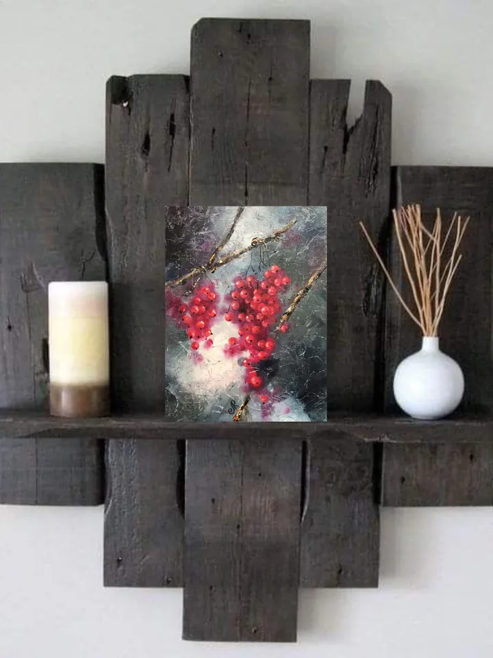 Fruits Original Painting Berries Oil Wall Art Still Life Kitchen Fruits Painting