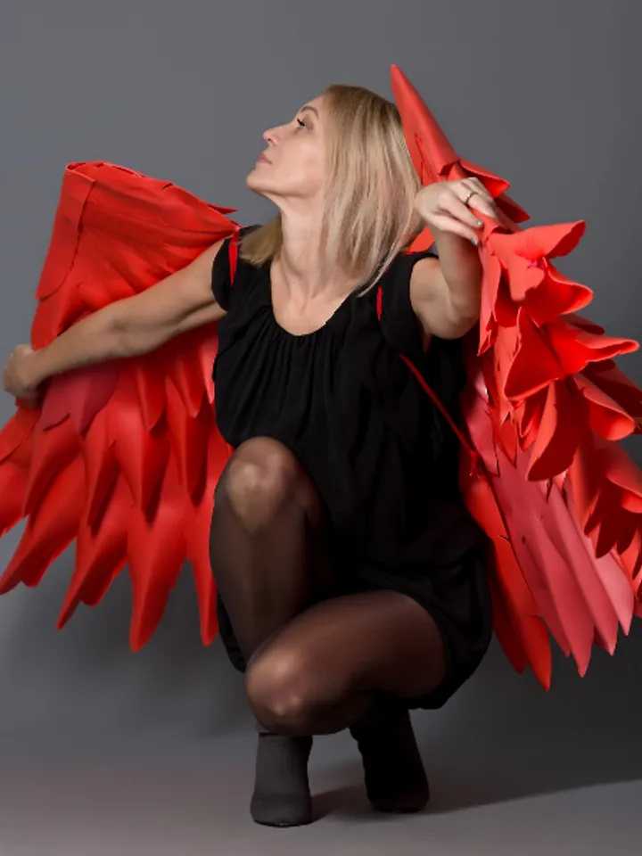 Red wings, Christmas Angel wings, Red wings cosplay, girl in red, Valentines day wings, red wings birthday gift