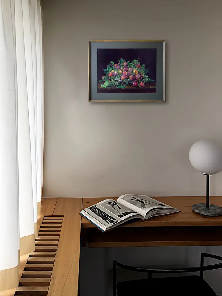 Oil painting still life of «Plums»
