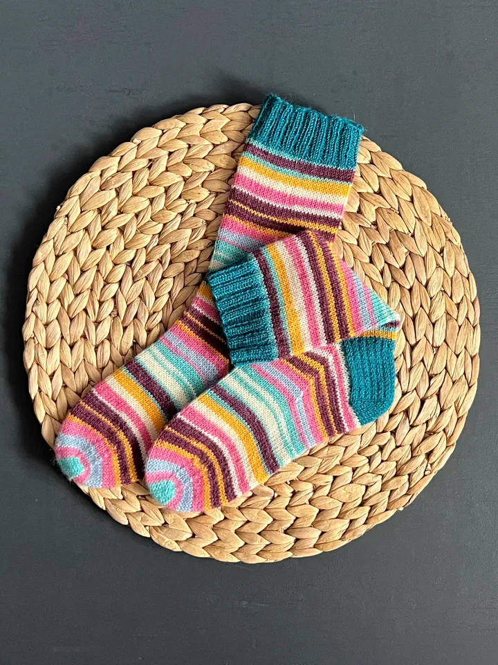Striped womens warm handmade socks/ Warm knitted accessory