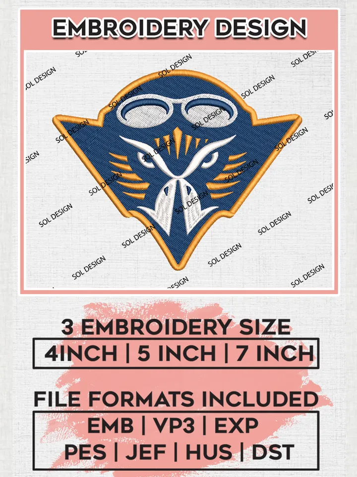 UT Martin Skyhawks Mascot Embroidery Designs, NCAA Logo Embroidery Files, NCAA UT Martin Skyhawks Logo, NCAA Embroidery Designs, Machine Embroidery Designs, Digital Download