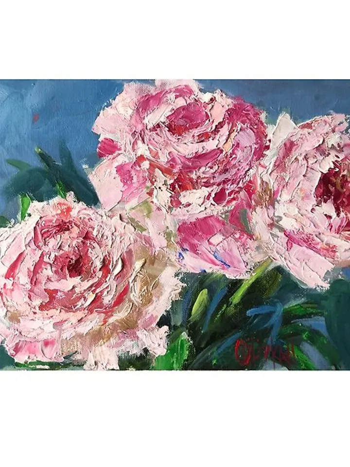 Peony Oil Painting Peonies Oil Painting Floral Wall Art Flower Canvas Artwork
