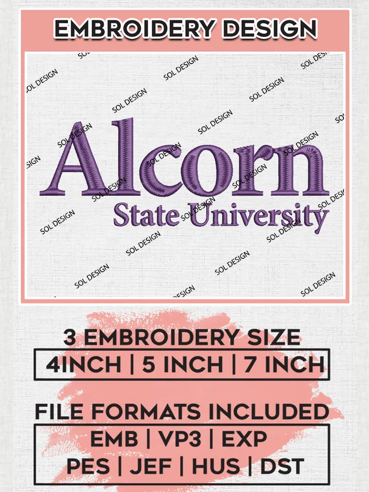 NCAA Alcorn State Uni.versity Team Logo Embroidery Design Files, NCAA Alcorn State Braves Machine Embroidery, NCAA Teams, 3 sizes, NCAA Machine embroidery designs, Digital Download
