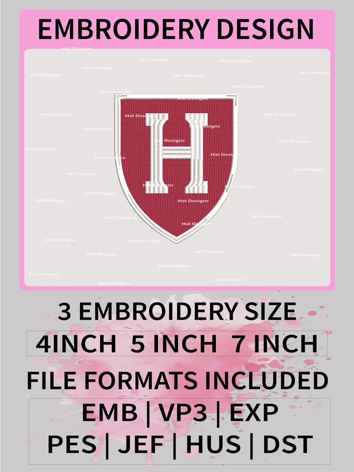 NCAA Harvard Crimson Embroidery File, 3 Sizes, 6 Formats, NCAA Machine Embroidery Design, NCAA Logo, NCAA Teams