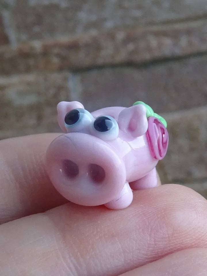 Pig figurine Pig miniature Tiny pig glass pig Tiny figurine Miniature animal