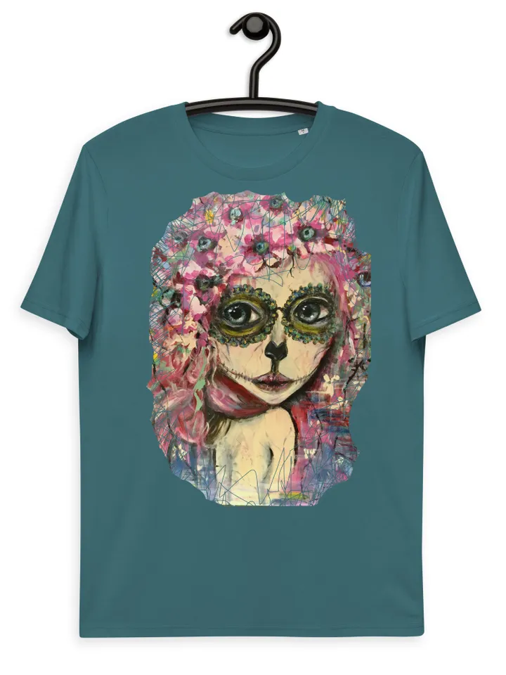 Santa Muerte Unisex organic cotton t-shirt,the t shirt made with my own acrylic mix media Santa Muerte painting.