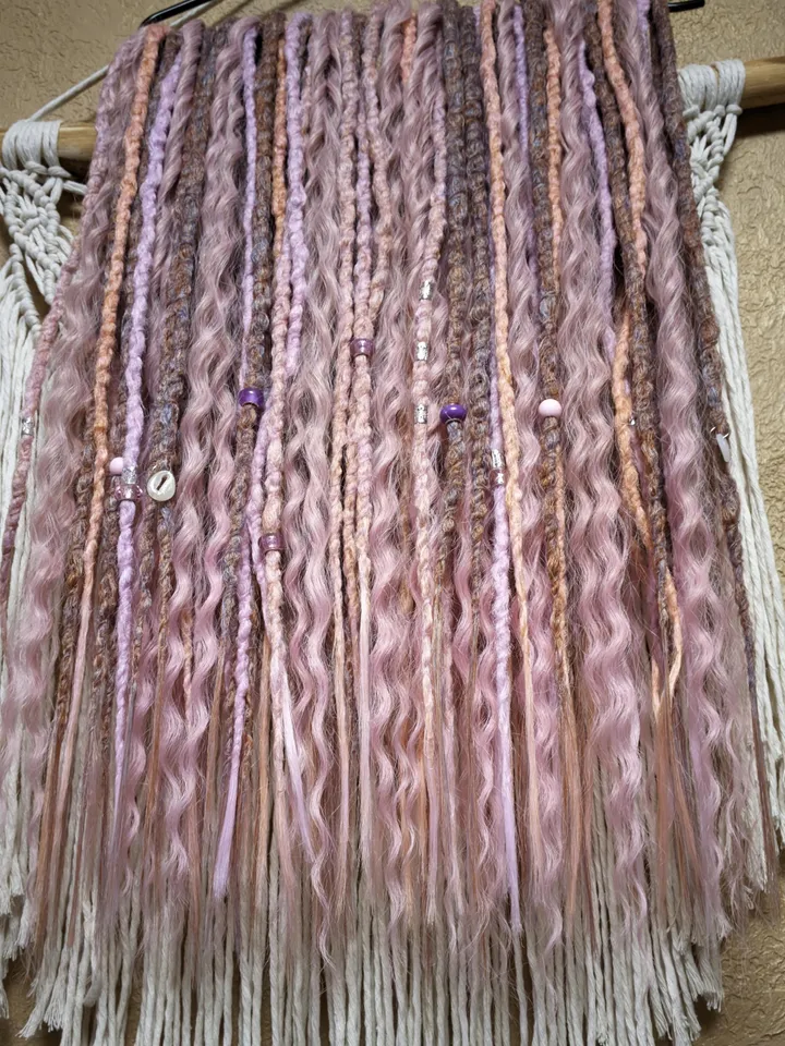 Ready to ship Full set of dreadlock extensions Pastel Double Ended dreads with curls and accessories