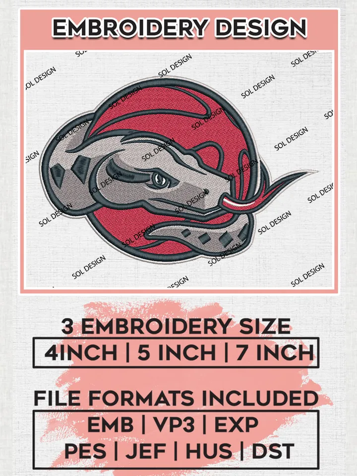 NBA Rio Grande Valley Vipers Team Head Mascot Logo Embroidery Designs, NBA G League Team Embroidery Files, Basketball Machine Embroidery Designs, NBA Rio Grande Valley Vipers Team Logo, Sport Machine Embroidery Design, Digital Download