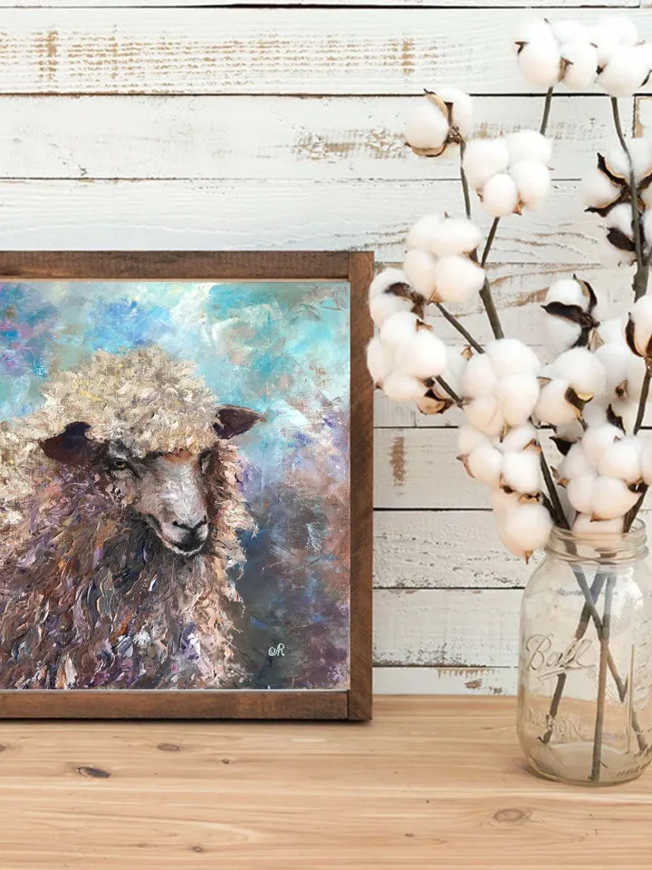 Sheep Original Painting Animal Oil Paintings Sheep Wall Art Rustic Paintings