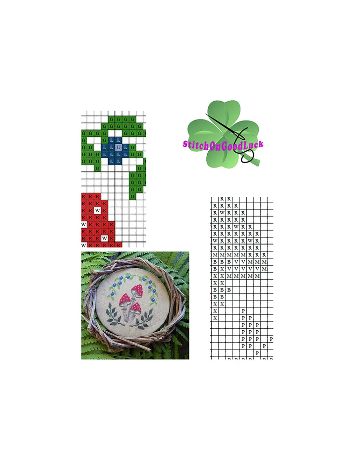 Toadstools cross stitch pattern