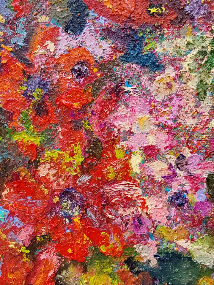 "Still life.Flower fireworks" oil painting on canvas 50x50cm (20x20inch)
