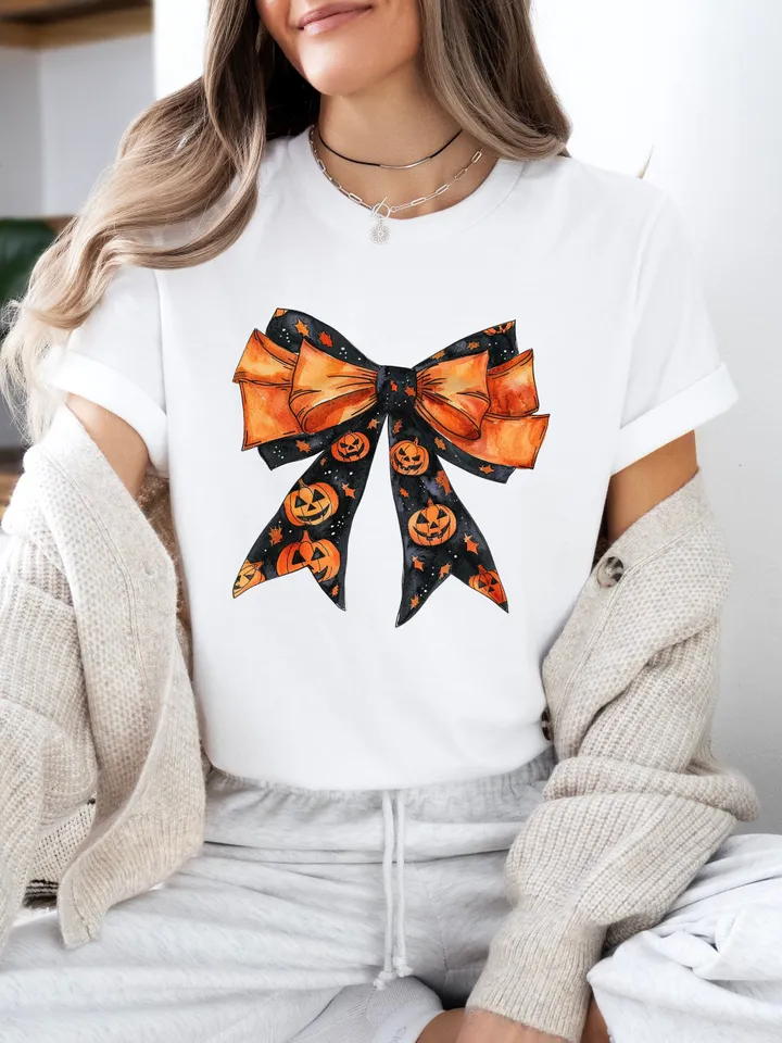 Halloween Gothic Coquette bow png, retro halloween png, trending png, Gothic png, black bow png, soft girl png, Pumpkin girly png