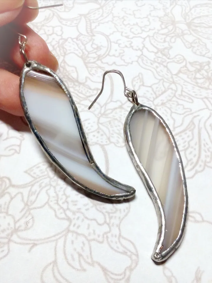 Wavy earring, simple stained glass earrings, transparent curle earrings, kawaii Dangle earrings