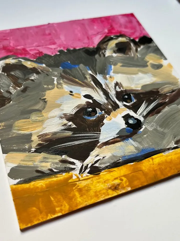 Raccoon Painting Original Art Animal Art Small Painting Animal Art