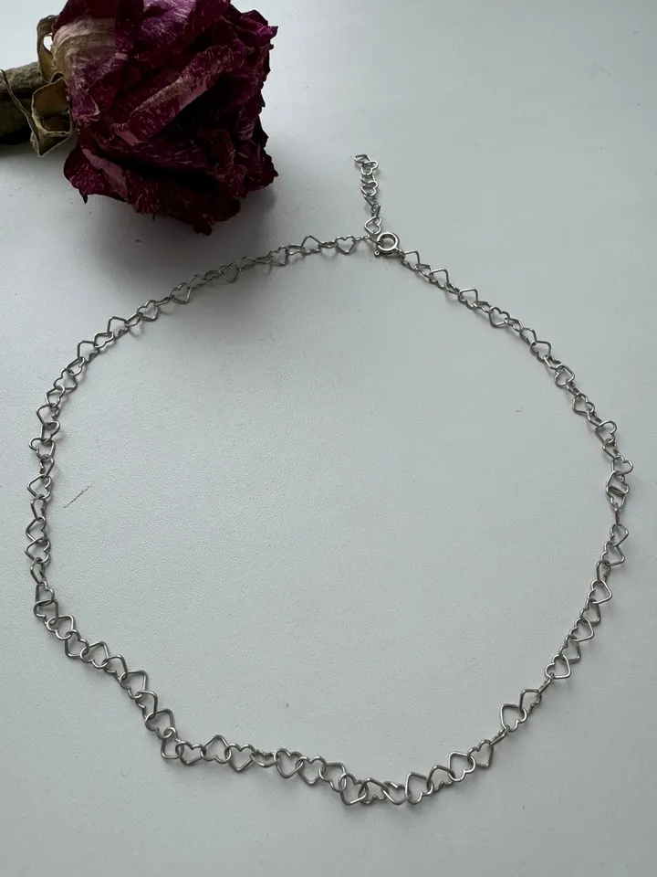 Sterling silver heart shape chocker  | handmade silver jewelery |  |minimalist jewelery | silver minimalist necklace for women