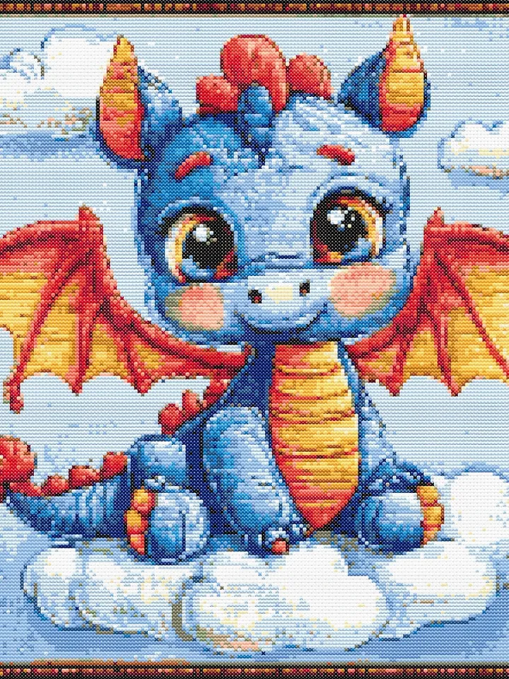 Cross stitch pattern PDF, Little dragon