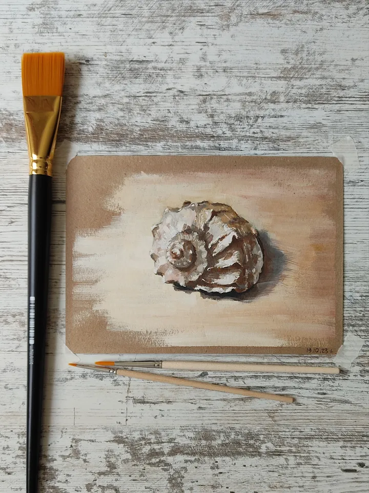 Seashell. Original gouache painting.