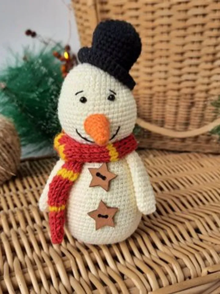 Cute Stuffed Snowman Handmade. Christmas Gift Winter Decor. Decor Snowman Plush