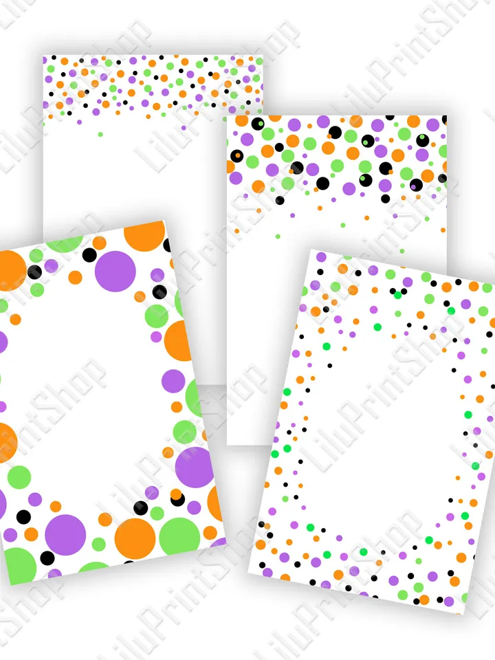 Halloween border clipart png Invitation card background 4 x 6 inch Halloween digital paper jpg Halloween confetti png Instant download