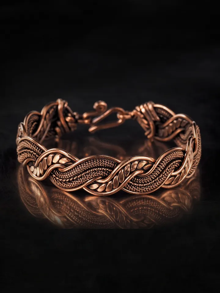 Copper wire wrapped bracelet for woman 7th Anniversary gift Small size bracelet