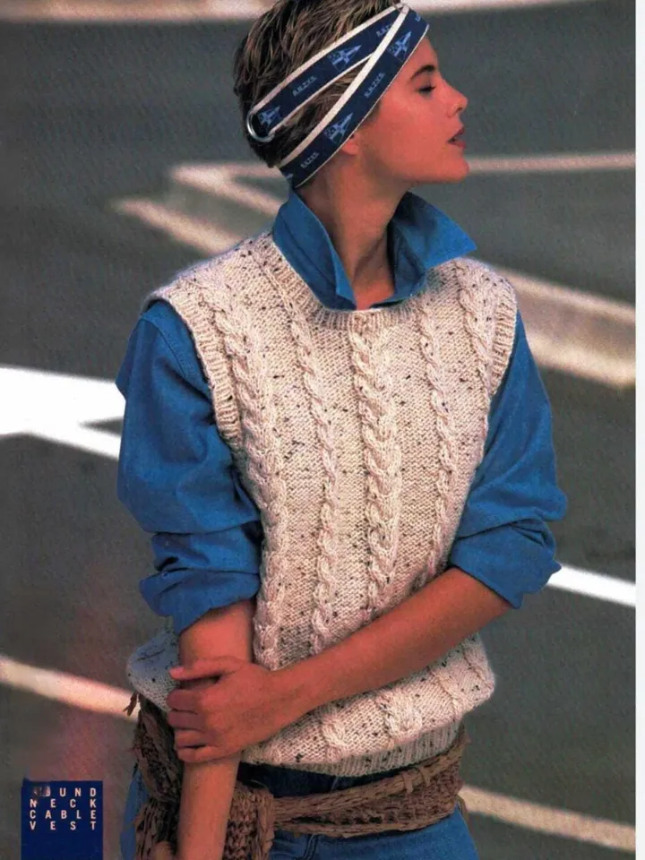 Vest knitting pattern, waistcoat women knitting pattern, women ladies cable waistcoat vest knitting pattern pdf