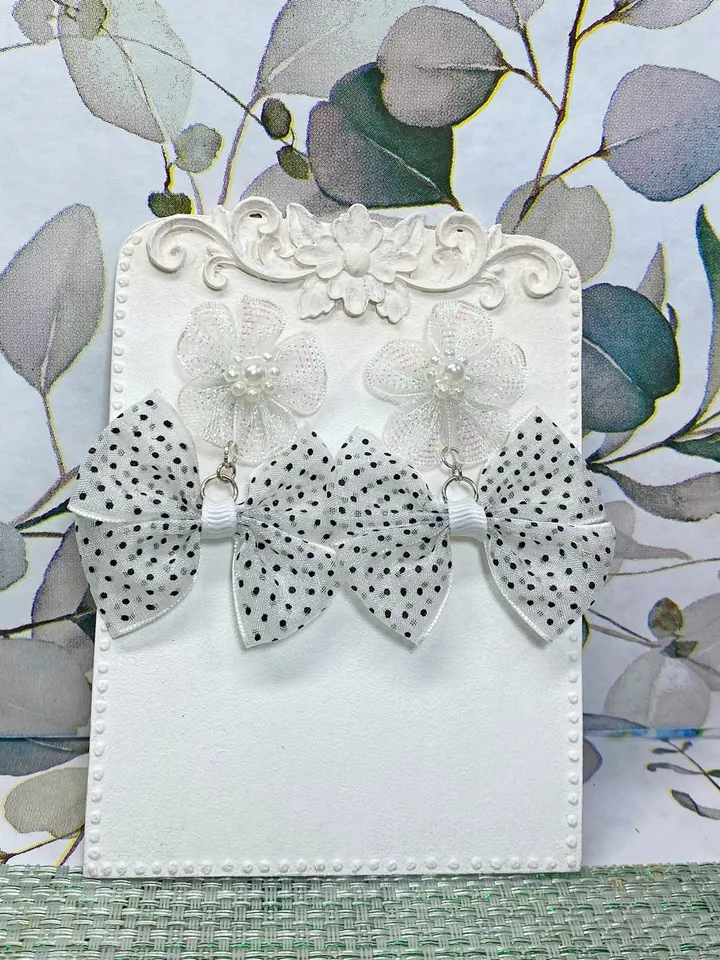 Fabric bow earrings. Handmade. Handmade jewelry.