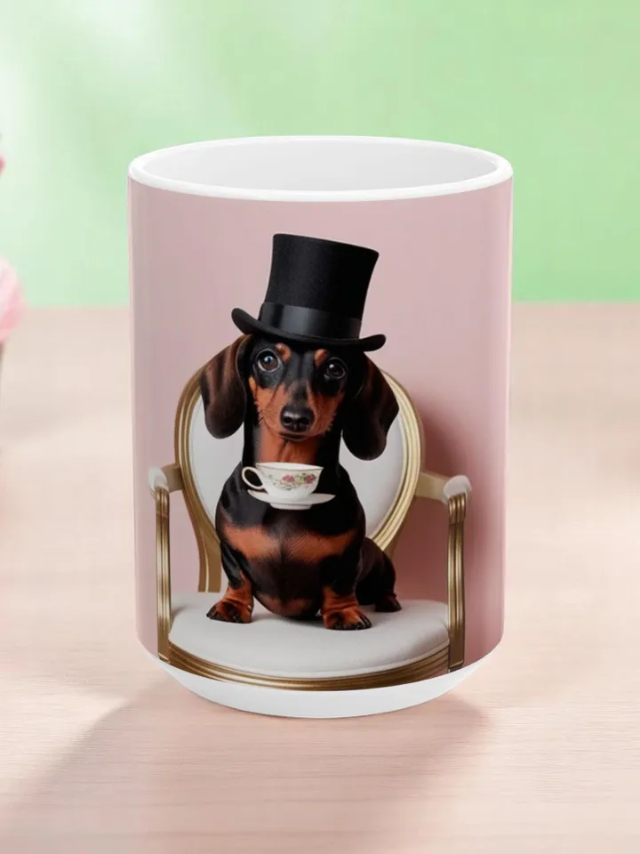Whimsical Dachshund Mug, Cute Dog Coffee Cup for Animal Lovers, Perfect Gift for Pet Owners, Birthday, Housewarming, Tea Lover, Ceramic Mug