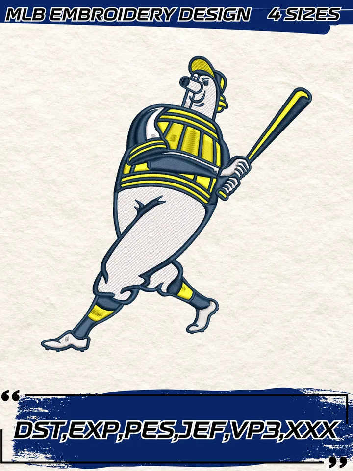 Milwaukee Brewers Alternate Logo Embroidery Design,MLB Embroidery Design,Machine Embroidery Design File,4 Sizes, Digital Download
