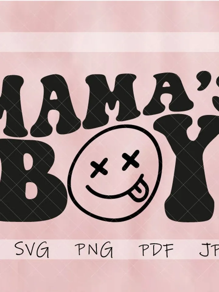 Mama's Boy SVG PNG, Kids Svg, Retro, Boys Shirt Svg, Funny Kids Quote, Wavy Letters, Kids Png File for Sublimation, Svg file for Cricut