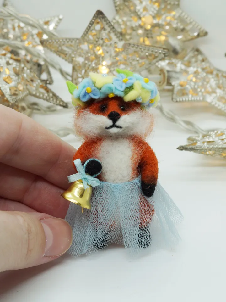Dana the fox, miniature needle felted animal, ships from the US