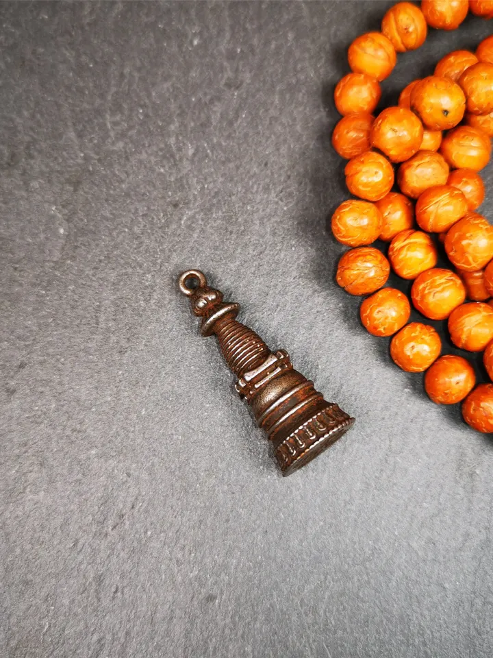 Gandhanra Handmade Tibetan Buddhist Amulet,Stupa,Pagoda,Buddhist Tower Pendant,Made of Cold Iron,1.38 inches