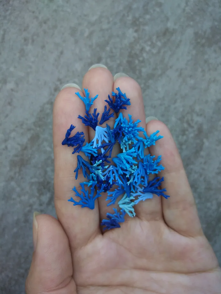 Set of miniature corals shades of blue, tiny corals for diorama, dollhouse or resin art
