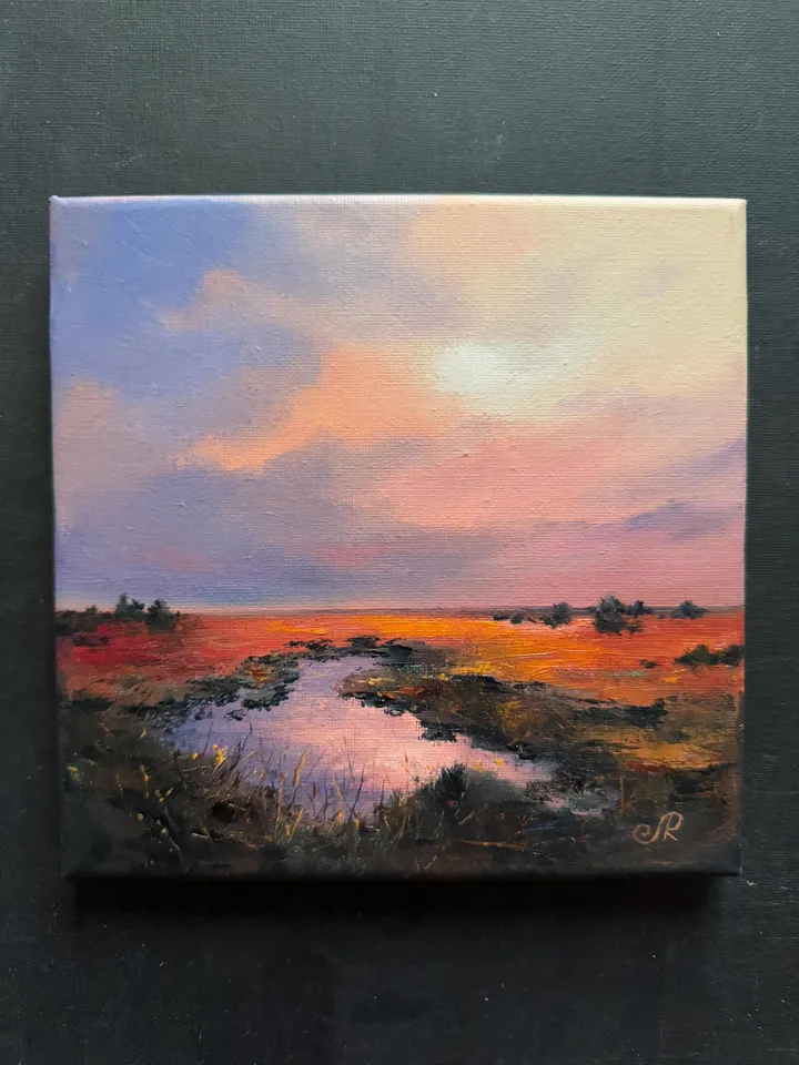 Sunset Oil Painting Original Art Sunset Landscape Painting