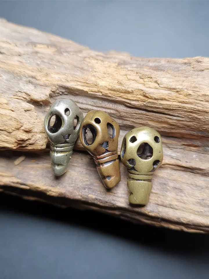 Gandhanra Handmade Tibetan Guru Bead, T-drilled 3-Hole Bead Connector for Mala , Prayer Bead