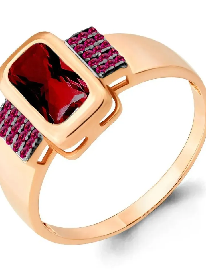 Ring silver 925 gold plated with garnet and tourmaline