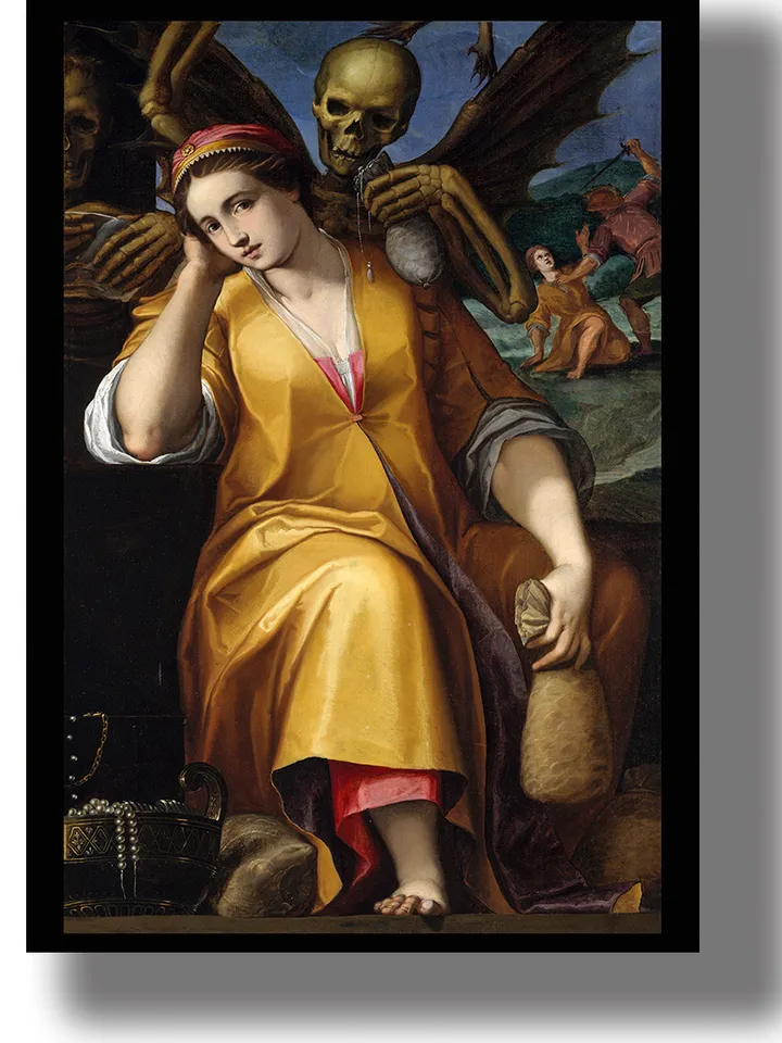 Allegory of Avarice. Illustration of human futility.