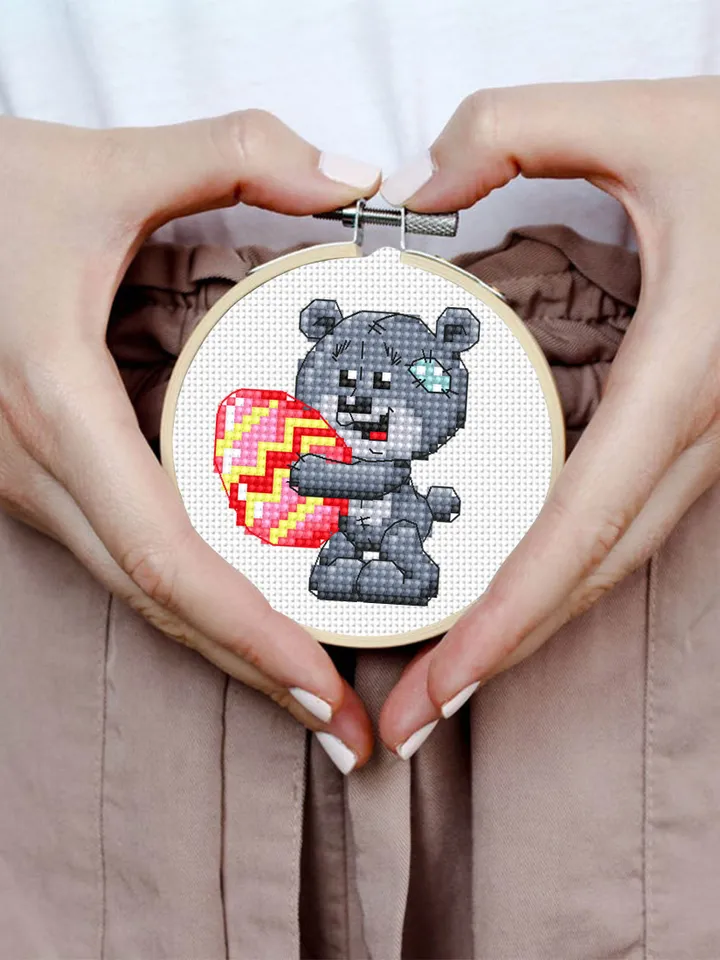 Small bear cross stitch pattern download PDF Easter cross stitch chart, Easter egg cross stitch, Easter ornament, Easter home decor #T3