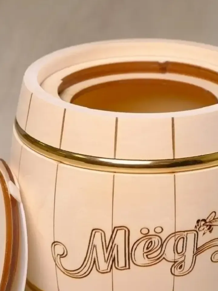 Gift set wooden barrel with honey + spoon, 0.5 kg